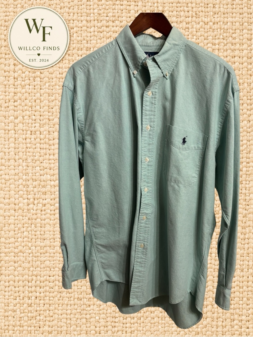 Ralph Lauren Men’s Big Shirt 100% Cotton Green Button Down Medium